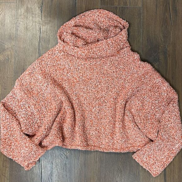 Free People BFF Cowl Neck Oversized Crop Sweater In Red Lotus SZ SM - Picture 2 of 6